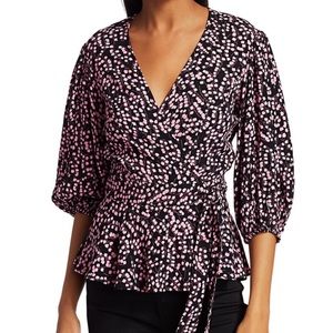 Ganni Floral Wrap Top